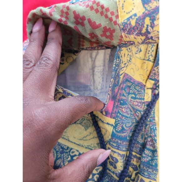 Sundance Linen Patchwork Womens Kalini Shorts Size L Tassel Boho Beach Festive - Picture 7 of 12